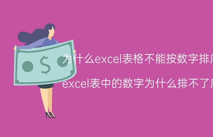 为什么excel表格不能按数字排序 excel表中的数字为什么排不了序？